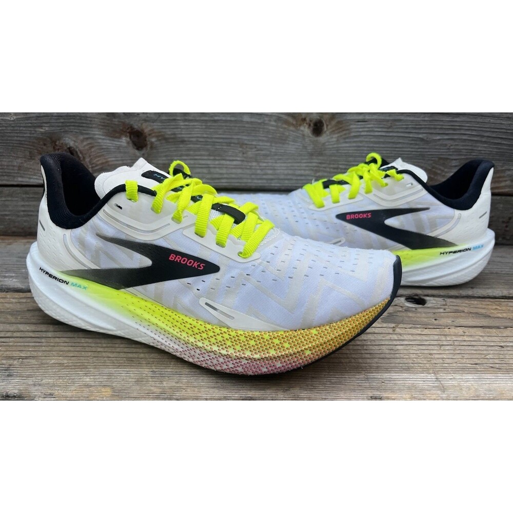 Brooks Hyperion Max Womens 8 Running Shoes White/Black/Nightlife Missing Insoles